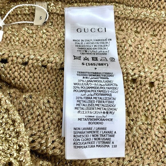 Gucci Metallic Gold Crochet Knit Short-Sleeve Top - Picture 7 of 8